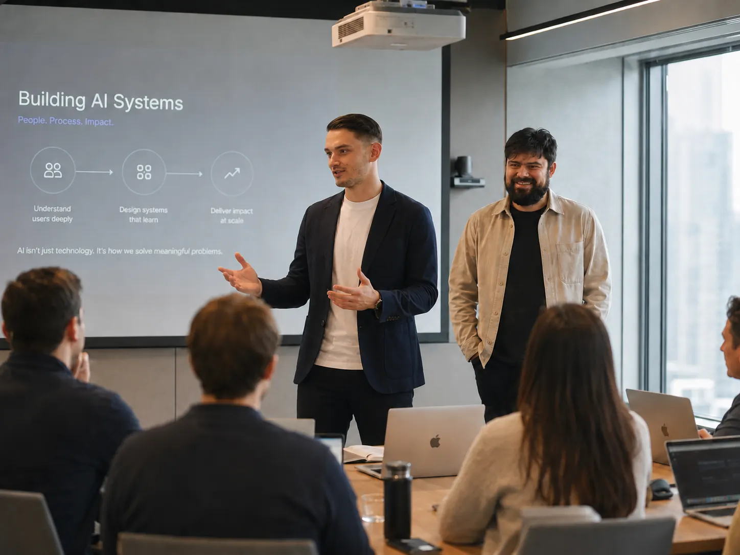 A team learning a new AI-enabled workflow
